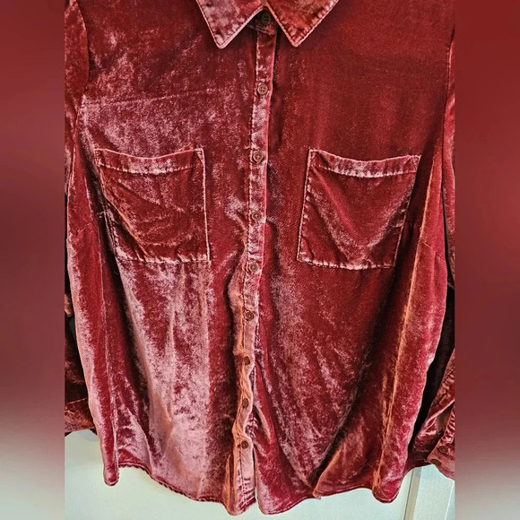 Torrid Madison Velvet Button Up Long Sleeve Shirt 3X - Picture 3 of 6